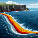 해양 판구조 - **Prompt:** A detailed illustration of tectonic plates shifting beneath the ocean, creating a mid-oc...