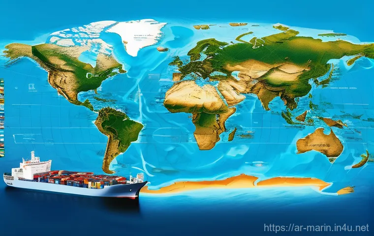 해양 정책과 법률 - **Prompt 1: Global Maritime Governance**
    A breathtaking, high-angle panoramic view showcasing th...