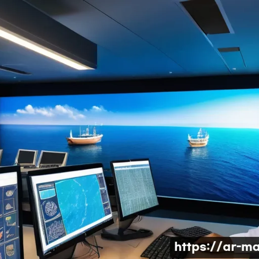 해양 기후 변화 모델링 - A detailed scientific visualization of a modern marine climate simulation lab in an Arabic coastal c...