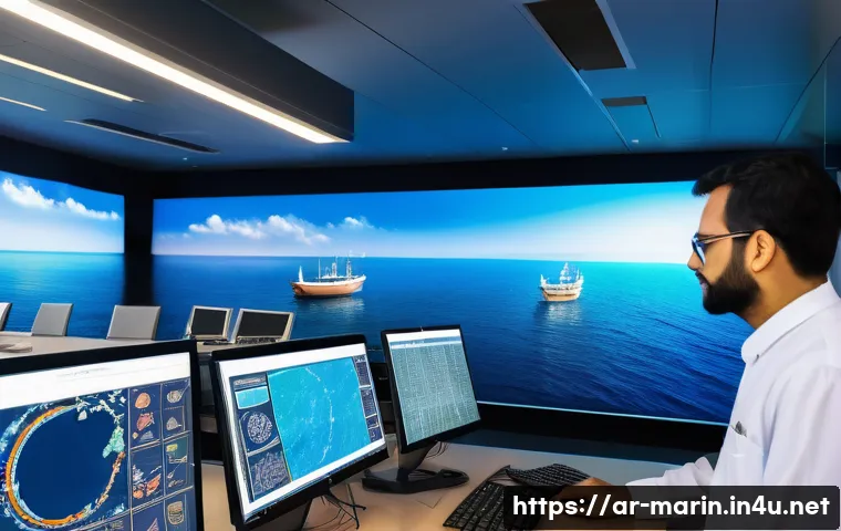 해양 기후 변화 모델링 - A detailed scientific visualization of a modern marine climate simulation lab in an Arabic coastal c...